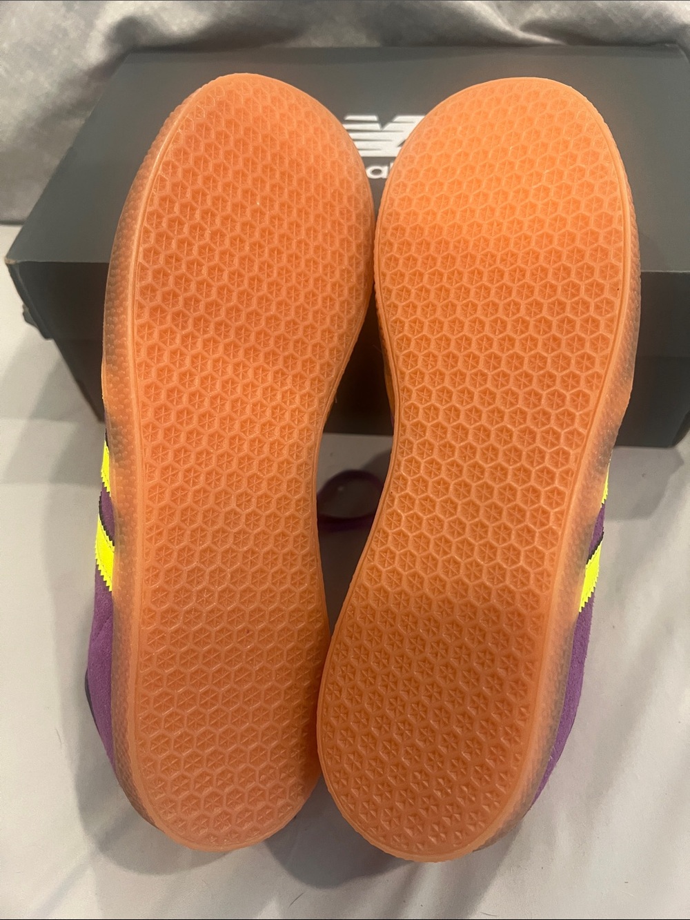 adidas Purple Suede Sneakers with Neon Yellow Stripes - Picture 2 of 4